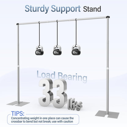EMART Heavy Duty Backdrop Stand, 10x12Ft Adjustable Pipe and Drape kit with 9.26 LBS Steel Flat Base, Sturdy Metal Diy Photo Background Frame for Parties, Events, Wedding, Photography - Silver