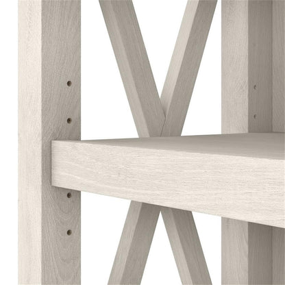 Bush Home Key West 5 Shelf Bookcase - Set of 2 | Tall Bookshelves in Linen White Oak | Sturdy Display Shelves for Library, Living Room, and Home Office