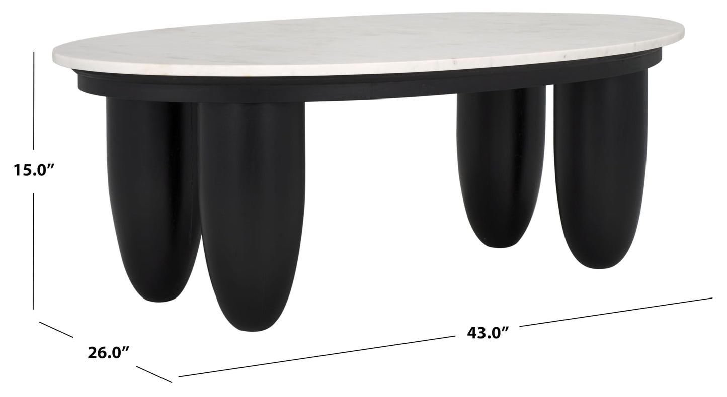 SAFAVIEH Couture Collection Hobbes Black Solid Wood/Marble Top Coffee Table