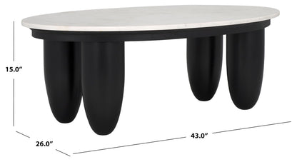 SAFAVIEH Couture Collection Hobbes Black Solid Wood/Marble Top Coffee Table