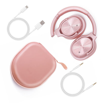 ZIHNIC Active Noise Cancelling Headphones, 40H Playtime Wireless Bluetooth Headset with Deep Bass Hi-Fi Stereo Sound,Comfortable Earpads for Travel/Home/Office (Rose Gold)