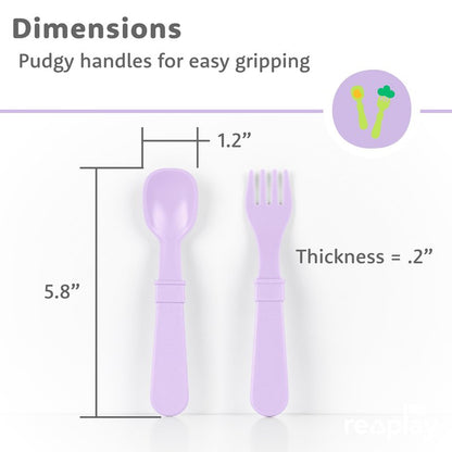 Re-Play Toddler Forks and Spoons Set - 4x4 Utensils Set for Kids - Dishwasher and Microwave Safe - Made in USA - Set of 8-5.8" x 1.2" x 0.2" - Princess