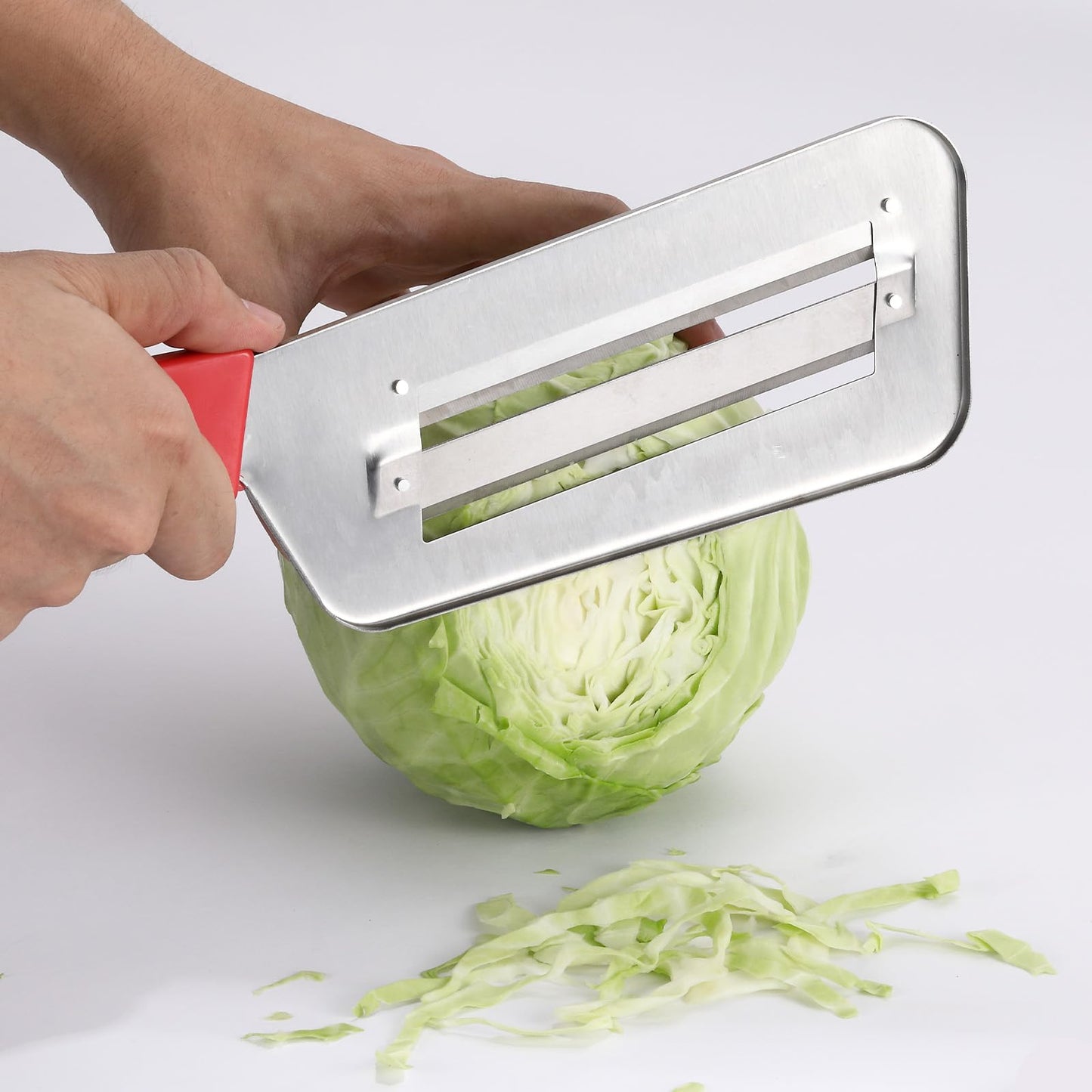 Cabbage Chopper Shredder, 2 Pack Cabbage Cutter Knife Kitchen Slicer Sauerkraut Cutter Coleslaw Grater, Sharp Stainless Steel Blades, Black & Red Handle
