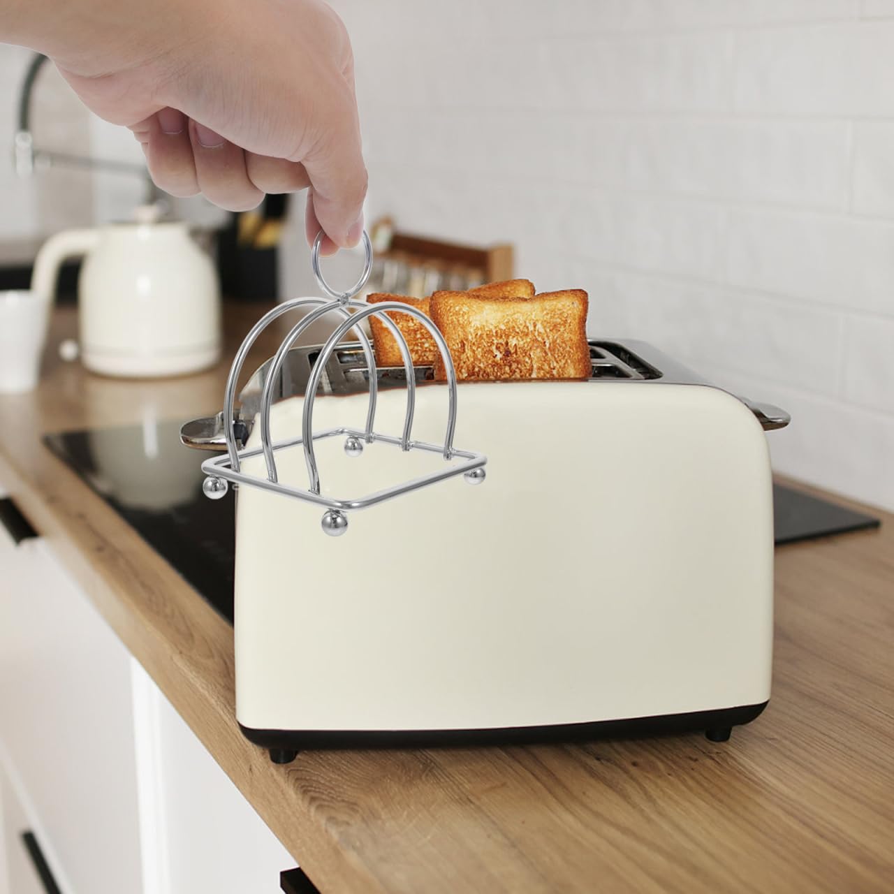 Cabilock Stainless Steel Toast Rack Vertical Bread Loaf Slices Holder Stand Table Serving Metal Slice Bread Rack Desktop Toast Stand Kitchen Gadget