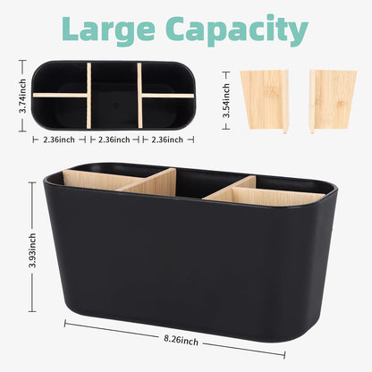 Toothbrush Holders for Bathrooms, Bamboo Organizer for Toothbrush and Toothpaste, Large Detachable Storage for