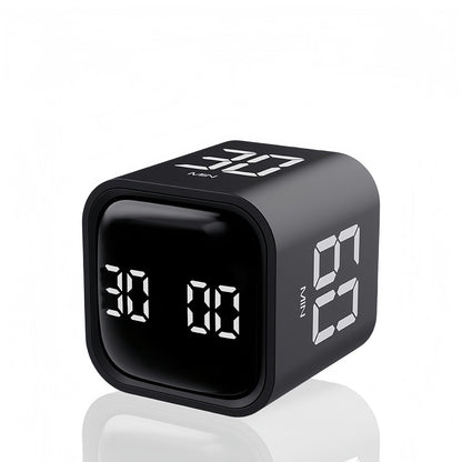 Teknoluzor Digital Cube Pomodoro Timer Desk Rechargeable Productivity Timer 5/10/30/60min & Custom Countdown, Vibration & Adjustable Sound Alarm,for Task Work Kitchen ADHD Kids Studying (Black)