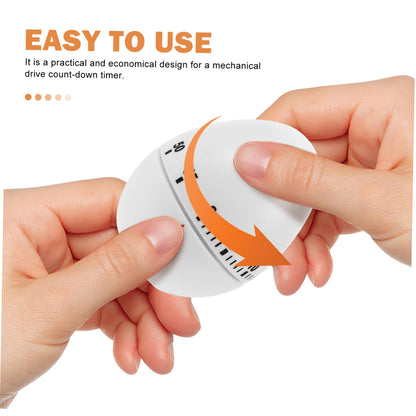 VOSAREA Egg Shape Mechanical Rotate Timer White Kitchen Countdown Timer Manual Cooking for Home and Classroom Activities for Baking Frying