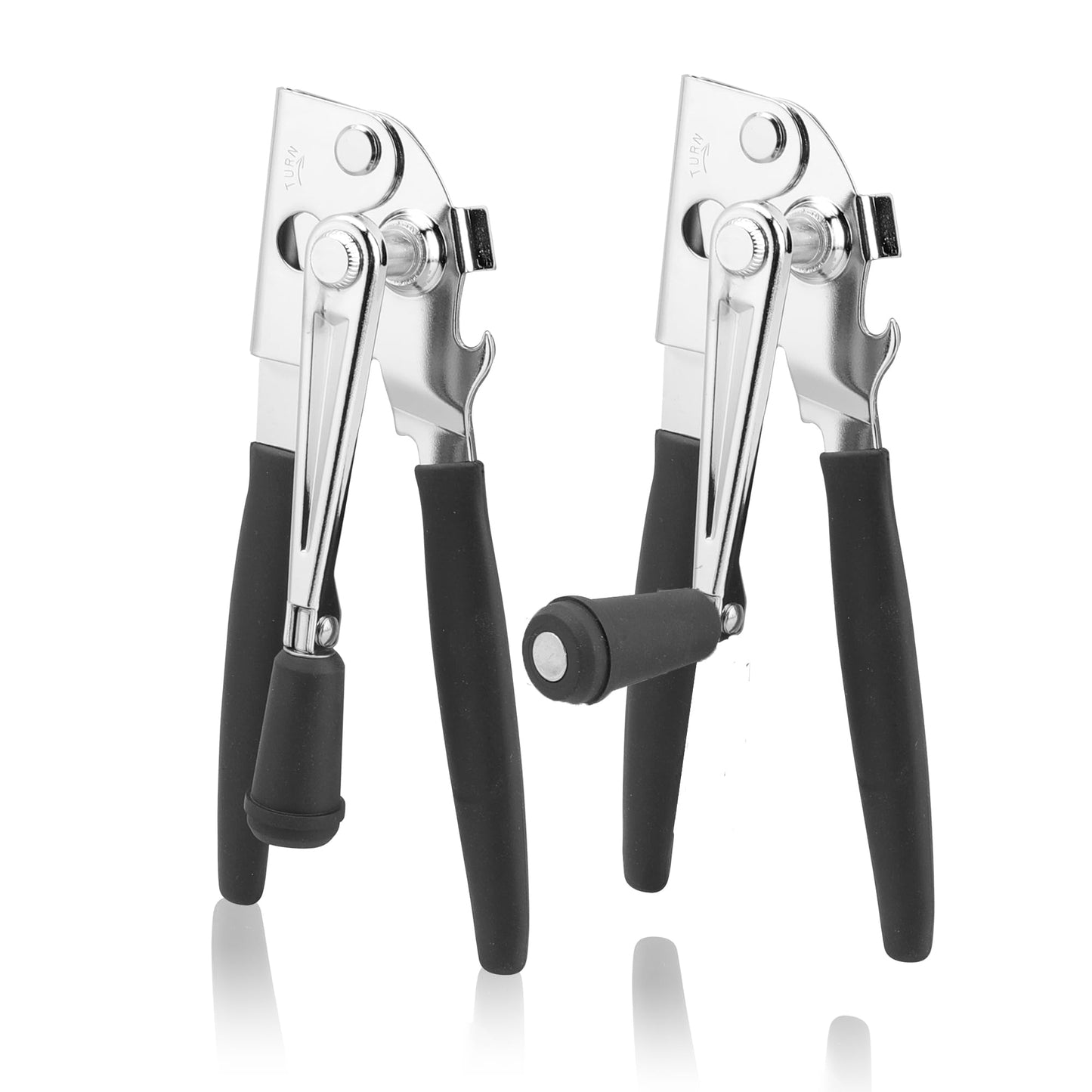 KEJJNYER 2 Pack Commercial Can Opener Manual Heavy Duty, Stainless Steel Handheld Can Openers for Large Cans, Smooth Edge Crank Can Opener for Kitchen