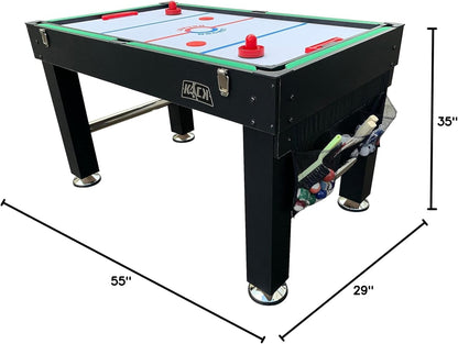 KICK Tetrad 55" 4-in-1 Multi Game Table (Black) – Foosball, Billiards/Pool, Air Hockey & Ping Pong