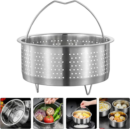 Luxshiny Rice Cooker Steamer Basket with Handle, Stainless Steel for Steaming Food, Meat, Fish, Rice, Veggies