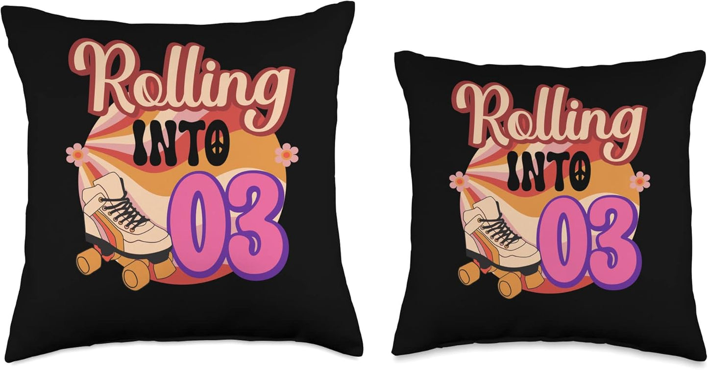 In-line Skates Towards 2023 Rolling Into 03 Throw Pillow, Multicolor, 16x16