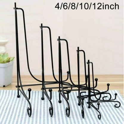 Estink Iron Display Stand, 1pcs Classic 4-12inch Easel for Displaying Plates, Photos, Books, Artwork (Black, 12 inch)
