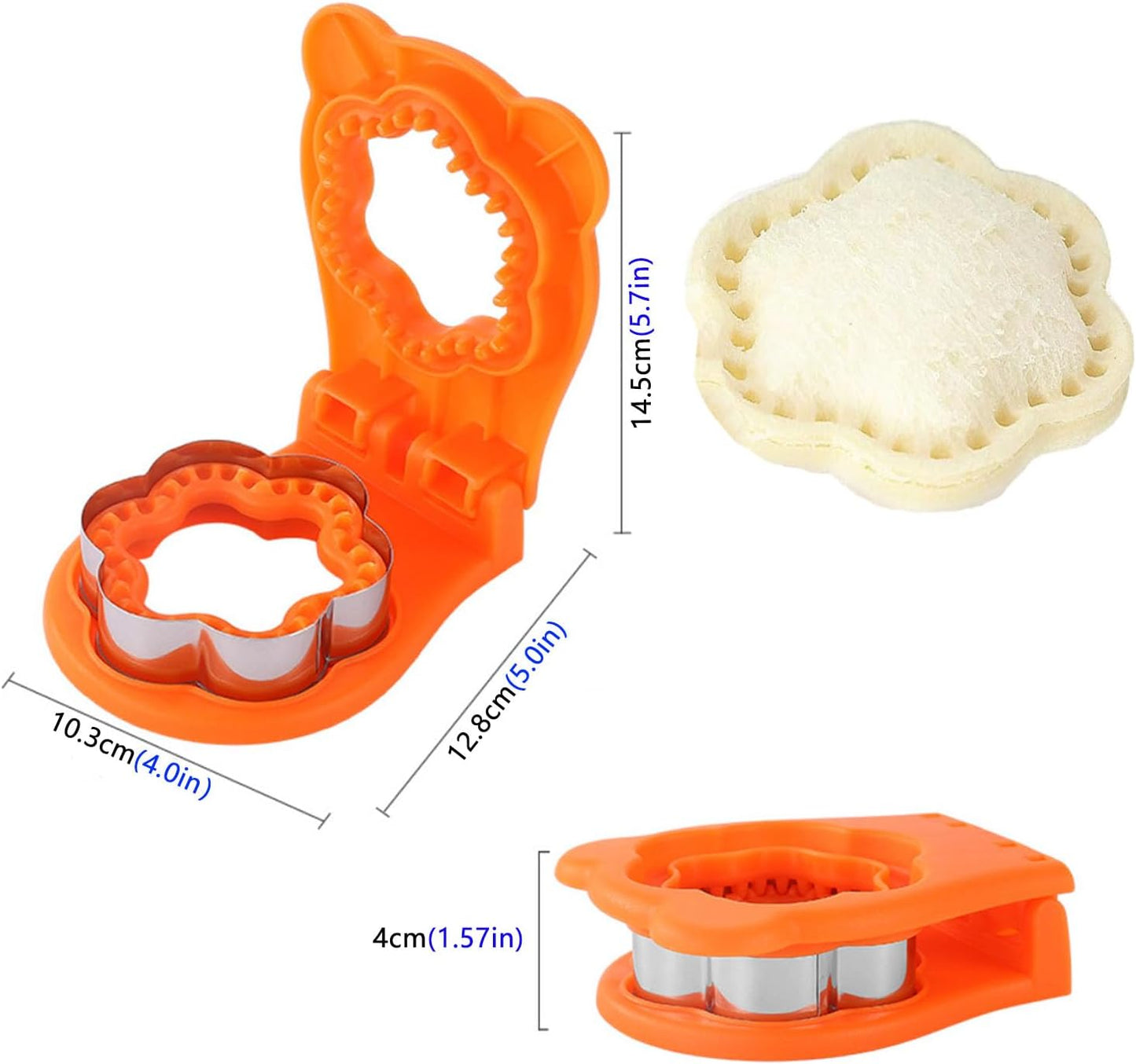 Flower Shaped Sandwich Cutter and Sealing Machine, Sturdy and Durable for Children's Favorite Lunch Sandwiches, Orange