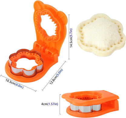 Flower Shaped Sandwich Cutter and Sealing Machine, Sturdy and Durable for Children's Favorite Lunch Sandwiches, Orange