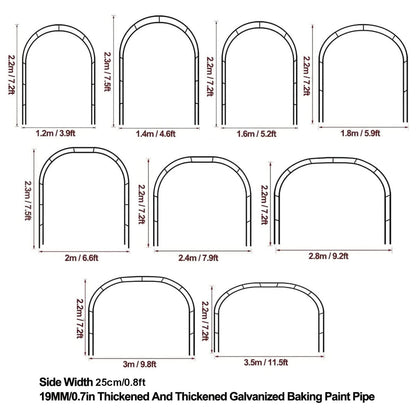 Extra Wide Metal Garden Arch Arbour with Base Weather Resistant Rose Trellis Archway for Wedding Garden Decoration Black 240x220cm (Dark Green 280 x 220cm)