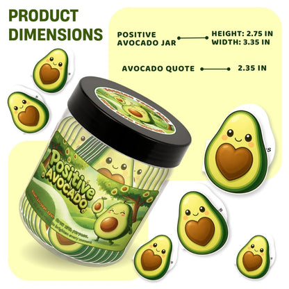 Positive Avocado Jar with 60 Daily Affirmation Cards, Emotional Support Avocado Decor, Gift for Women and Teens, Inspirational Mental Health Jar for Friends Seeking Good Luck and Encouragement