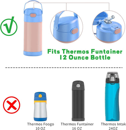 Marbe Replacement Straws for Thermos Funtainer 12 Ounce Bottle, 3 Pieces Straw Cleaning Brushes