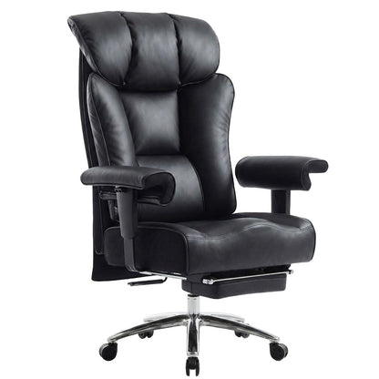 Efomao Big and Tall Office Chair 400 lbs Capacity, Oversized Executive Desk Chair with Footrest, Extra Wide 23" Seat, High Back Ergonomic PU Leather Home Office Chair， Black
