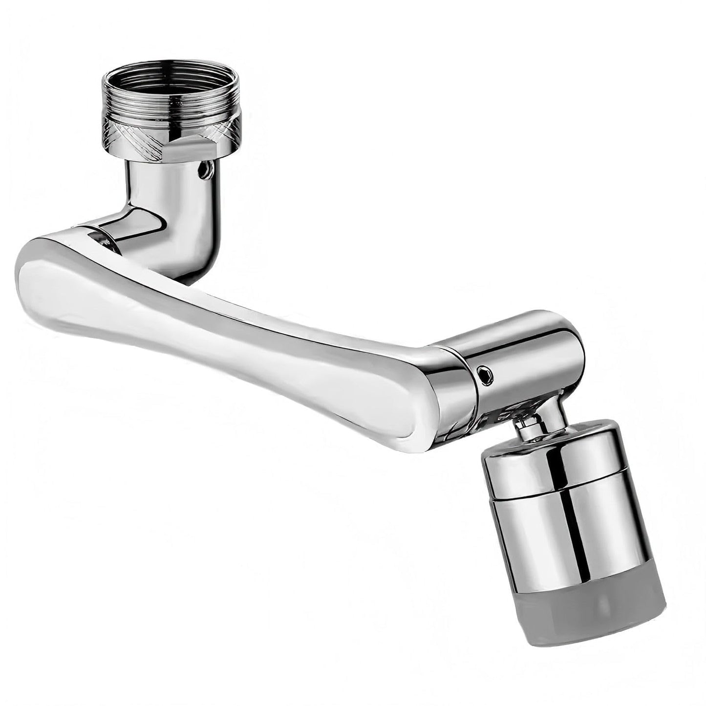 1080° Swivel Faucet Extender, Chrome Finish Sink Aerator with Universal Robotic Arm, Multi-Directional Spray Attachment for Kitchen and Bathroom
