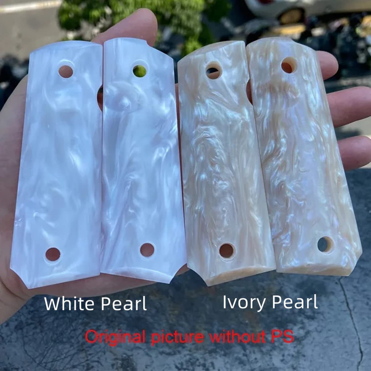 YEEYOUNG White Pearl Resin Acrylic Epoxy Resin Material Scales Blanks For Knife Handle Pistol Grips Shell Plate High Gloss Blank Slabs DIY Tool - 2/Pack
