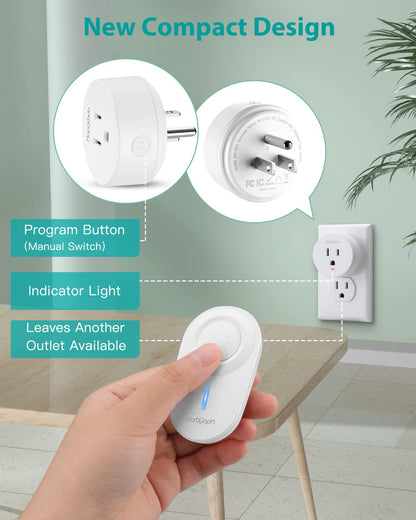 [2 Pack] HAPYTHDA Wireless Remote Control Outlet Plug, No Wiring Needed Remote Light Switches Kit, 500 Feet RF Range 15A/1500W Electrical Remote Outlet for Light, Small Electrical Appliance, Black