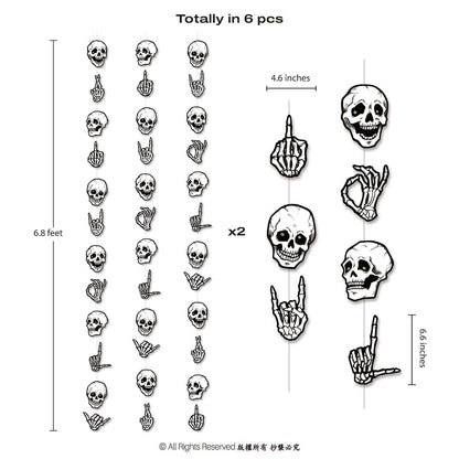 Cheerland Halloween Garland Skull Party Decorations Skeleton Finger for College Banner Spooky Garlands Adult Skeleton Birthday Party Decoration Haunted House Streamers Hanging Teen Dorm Decor 6 Pcs