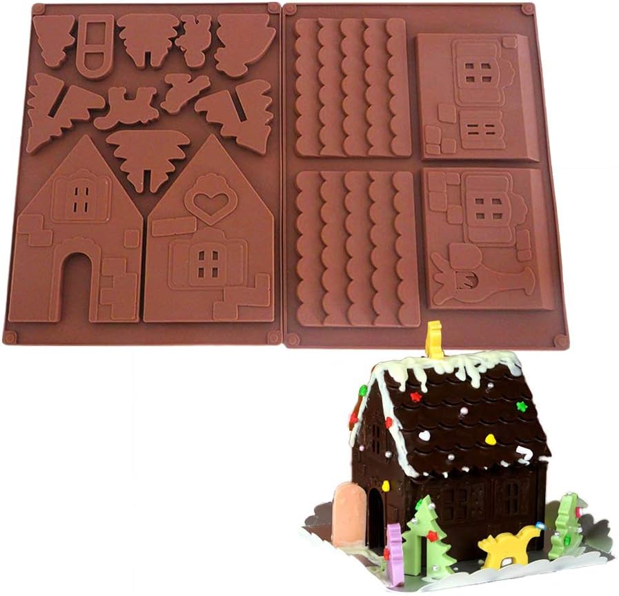 Gingerbread House Mold Kit - Christmas Chocolate Silicone Mold - 3D Cookie Mold for DIY 3D Max Biscuit Tool