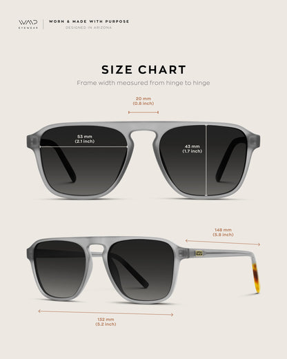 WearMe Pro Polarized Aviator One-Bridge Modern Square Mens Sunglasses (Moon Rock Grey/Black Lens)