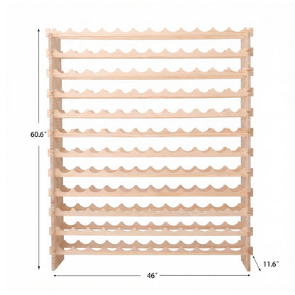 fdjamy Wine Rack freestanding Floor Cabinet 144bottle Wood Stackable Storage Modular Wine Holder Display Shelves ﻿