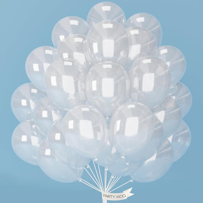 PartyWoo Clear Balloons - 50pcs 12 Inch Transparent Latex Helium Balloons for Celebrations