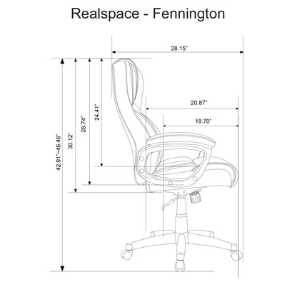 Realspace® Fennington Bonded Leather High-Back Chair, Brown/Black