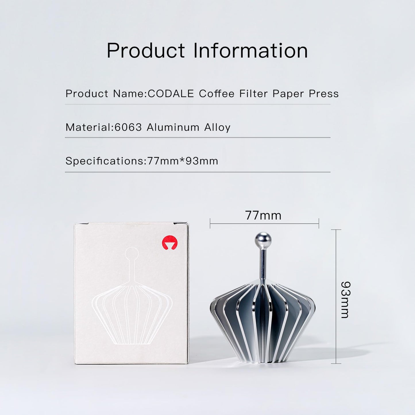 Codale Filter Paper Presser All Metal Coffee Filter Shape Retainer Pre-pour Tool for Basket & V60 Filter Paper Pour Over Coffee (Silver)