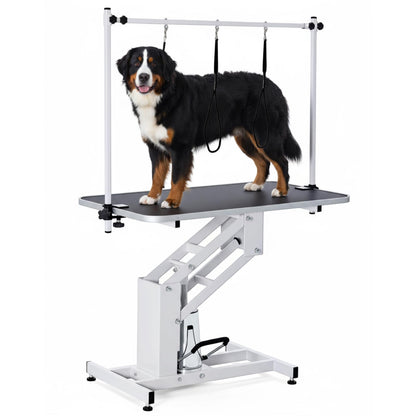 Garvee 43.3 in Hydraulic Pet Grooming Table, Professional Hydraulic Grooming Table w/Max 350 LBS Loading Capacity, 3 Adjsutable Nooses, Adjustable Height Range 22 in -39 in