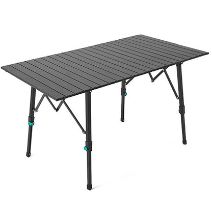 Adjustable Folding Picnic Table Portable Aluminum Camping Table Lightweight Travel Table Compact Storage Easy Setup Outdoor Dining 120x70cm Black