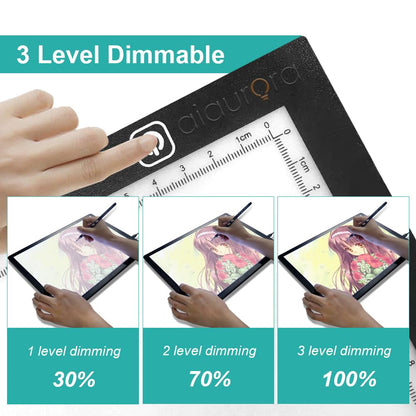 AIAURORA Upgraded A4 LED Light Tracing Drawing Board, Ultra-Thin Dimming USB Power Art Craft Scaled LED Light Pad for Tattoo Drawing, Diamond Painting, Streaming, Sketching, Stenciling (A4-New)
