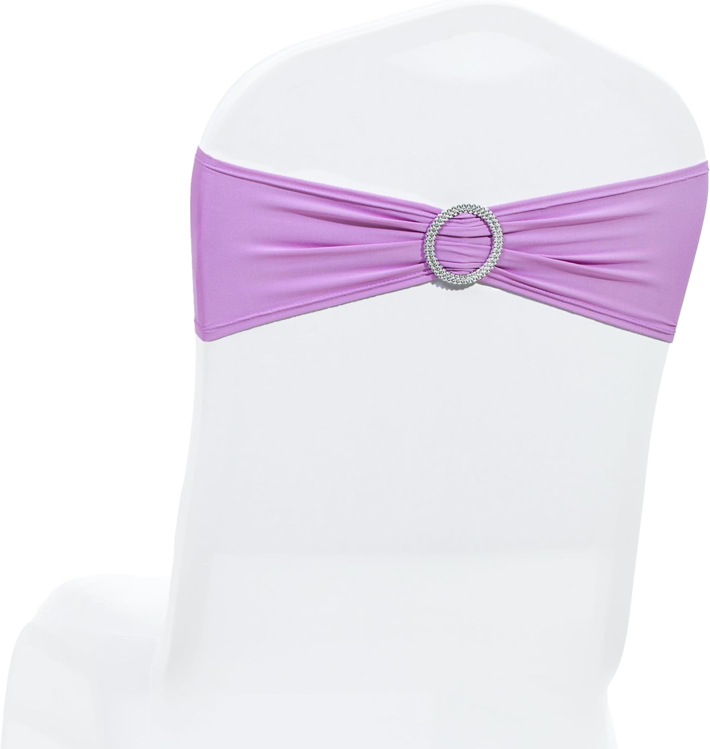 MDS Premium Stretch Chair Sashes - Pack of 100 Elastic Covers with Buckle Slider | Light Purple