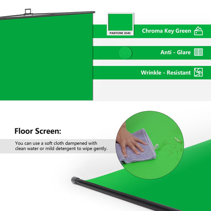 RAUBAY Collapsible Green Screen - FloorFlex Backdrop with Floor Extension 7x7x7 ft - Portable Retractable Chroma Key Background with Stand for Video Conference, Streaming, Photo Studio CGS2100 - FX