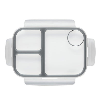 LocknLock LOCK & LOCK On the Go Meals Three Compartment Divided Lunch Box Container with Sauce Cup for School or Work, 50.7-Ounce, Gray