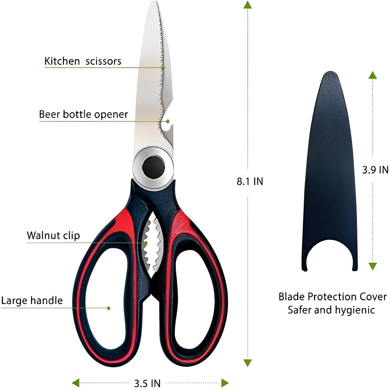 Multipurpose Kitchen Scissors, Left and Right Handed Kitchen Shears, Stainless Steel Blades, Kitchen Gadgets