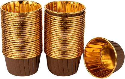 Restaurantware Panificio Baking Cups - 50 Greaseproof Foil Cups, Oven-Ready Brown Muffin Liners