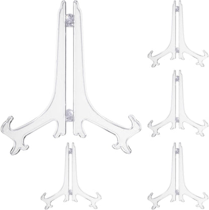 uxcell 9" Acrylic Plate Stands for Display Easels, Transparent 5Pcs Acrylic Plate Holder for Card Photo Frame