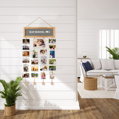 CJIAWYS Picture Frames Collage Wall Decor Hanging Photo Display Frame Felt Letter Board with 340 Letters and 30 Clips, Unique DIY Collage Picture Frames for Dorm Room Decor, Christmas Birthday Party