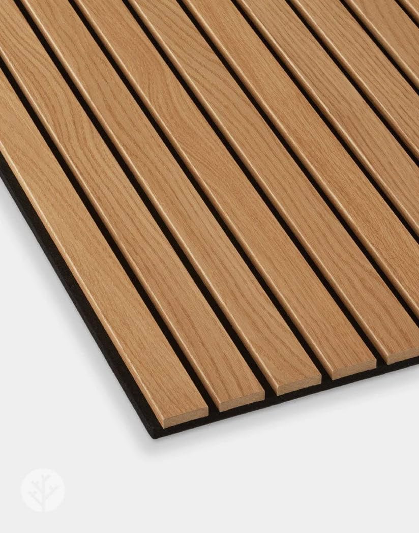 WVH Luxe American Oak Acoustic Slat Wood Wall Panels, Measures 94.49" x 23.62", Premium Finish, Interior Decor for Walls & Ceilings, Noise Cancelling & Sound Absorbing for Home, Office & Bedroom, 2pcs