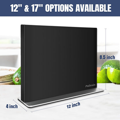 Pailexin Magnetic Knife Block Without Knives—Black Stainless Steel Double-Sided Magnetic Knife Holder Stand with Strong Magnets, Knife Storage Organizer for Kitchen Counter top