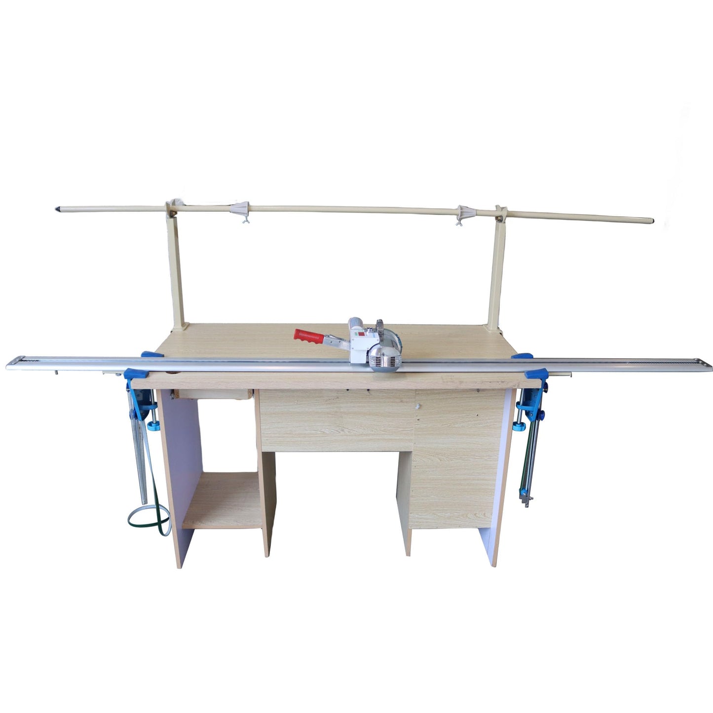 HQHAOTWU Cloth Cutting Machine High Speed Fabric Cutting Machine Cloth Cutter Fabric End Cutter with 86" Rack & Digital Counter for Clothing, Textiles, Leather 220V