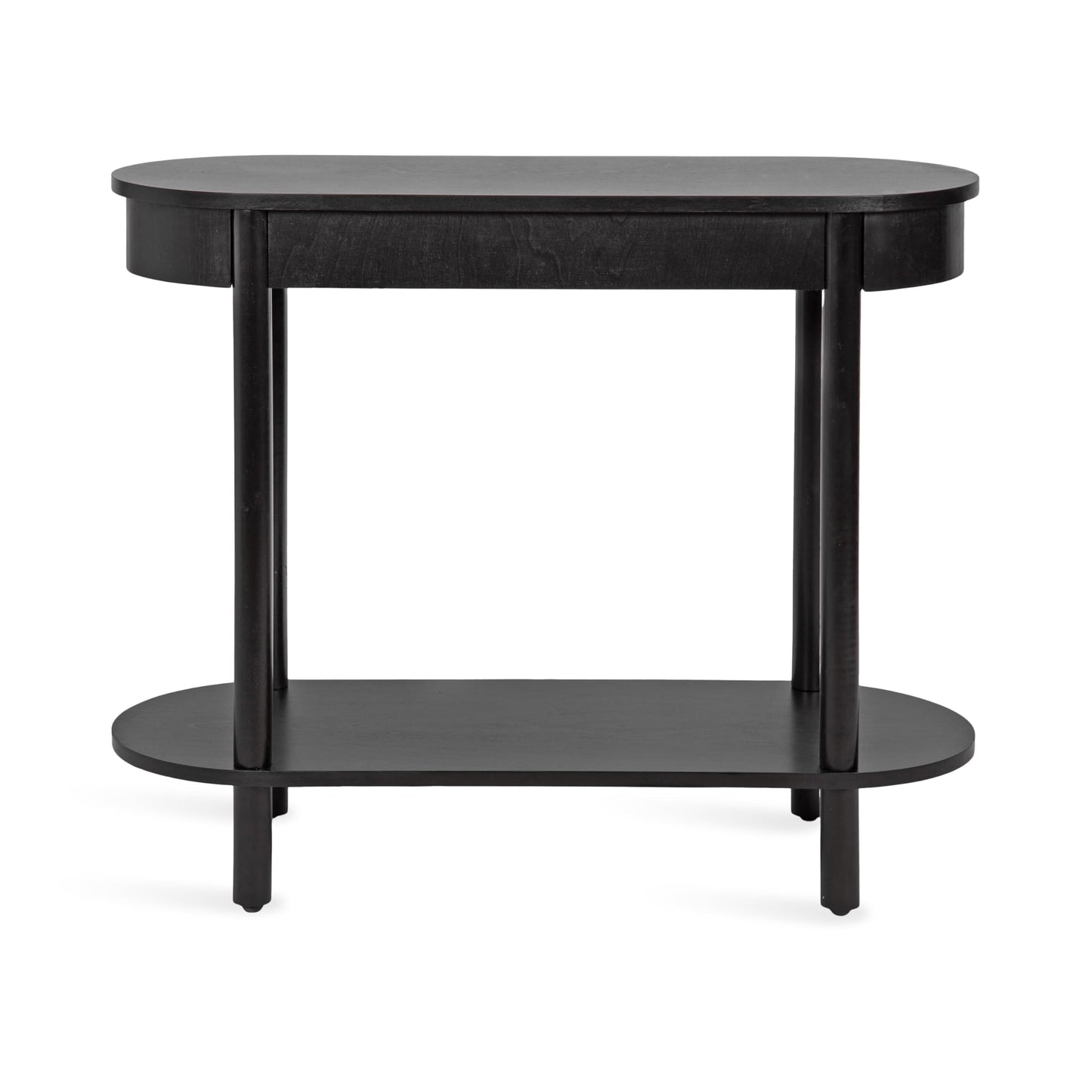 Kate and Laurel Koji Modern Tiered Rectangular Console Table; 36 x 14 x 30; Black; Transitional Two-Tier Wood Capsule Entryway Table with Storage for Use as Living Room Behind Couch Decor