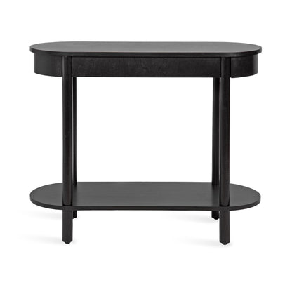 Kate and Laurel Koji Modern Tiered Rectangular Console Table; 36 x 14 x 30; Black; Transitional Two-Tier Wood Capsule Entryway Table with Storage for Use as Living Room Behind Couch Decor