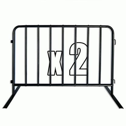 BIGalleons 2-Pack Steel Crowd Control Barrier, Light Duty 5FT Interlocking Safety Barricade, 16GA Galvanized Steel Queue Barrier, Assembly Needed for Pedestrian Traffic & Construction Barricade（Black）