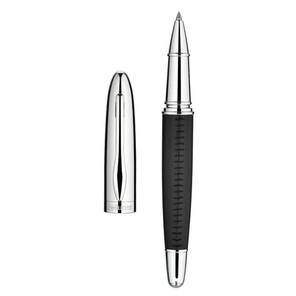 BEILUNER 318 Luxury Leather Pen, Hand-Stitched Premium Leather, Chrome-Plated Finish, Schmidt Ink Refill, Best Rollerball Pen Gift for Men & Women, Refillable, Executive Writing, Nice Pens