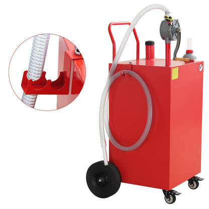 45 Gallon Fuel Caddy, Gas Storage Tank on 4 Wheels with Manual Transfer Pump, Gasoline Diesel Fuel Container for Cars, Lawn Mowers, ATVs, Boats